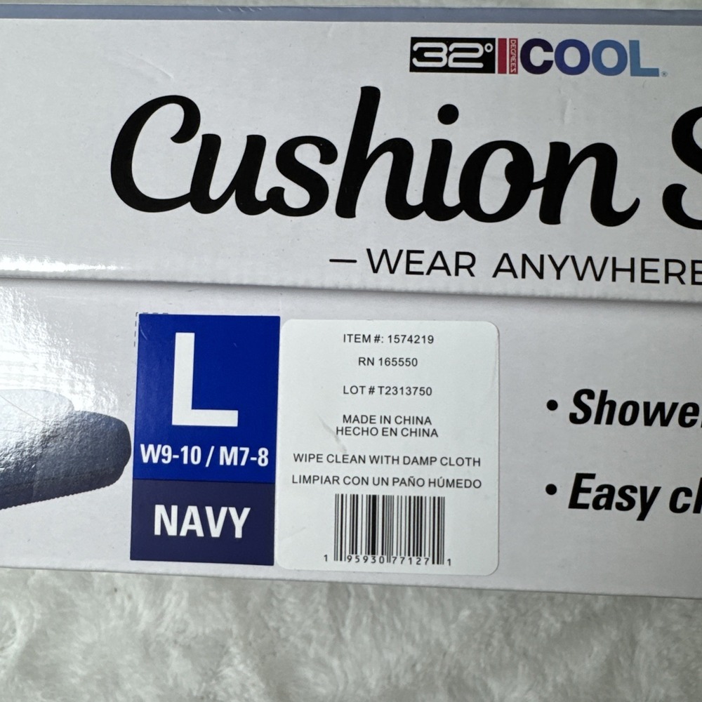 32 Degrees Cool Cushion Navy Slide Sandals Size Large W9-10 / M7-8 - Picture 2 of 11